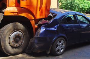 Truck and passenger car collision